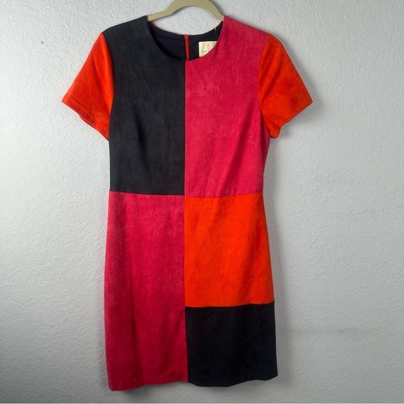 JB by Julie Brown NYC Color Block Faux Suede Short Sleeve Dress Size Medium - Picture 1 of 4